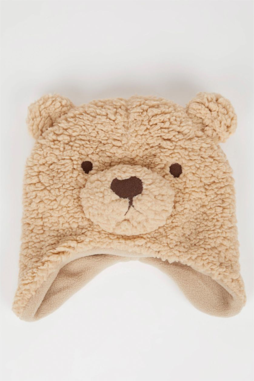 BÉBÉ GARÇON Beige Ensemble bonnet et écharpe en peluche brodée pour bébé garçon
