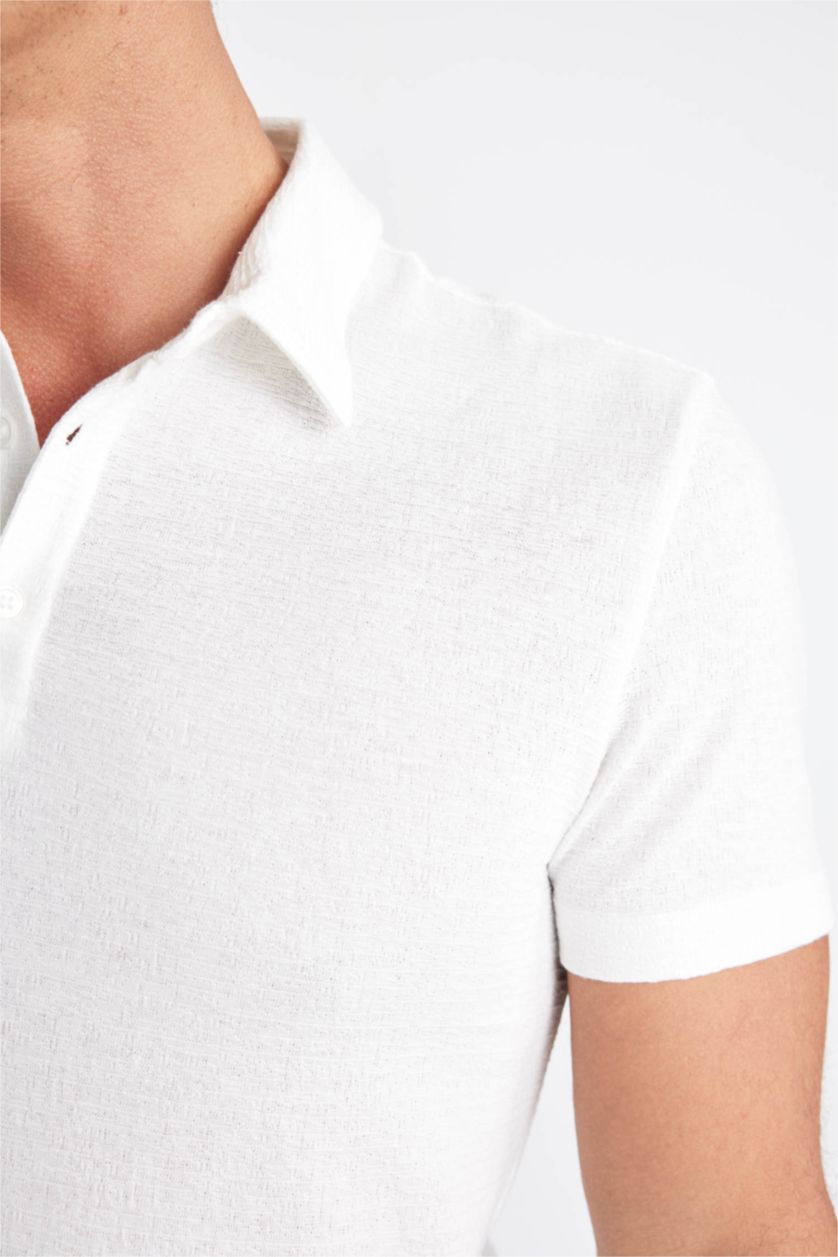 Man White Slim Fit Short Sleeve Polo T-Shirt
