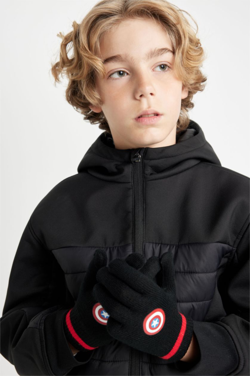 GARÇONS Noir Gants en tricot imprimé Marvel pour garçon
