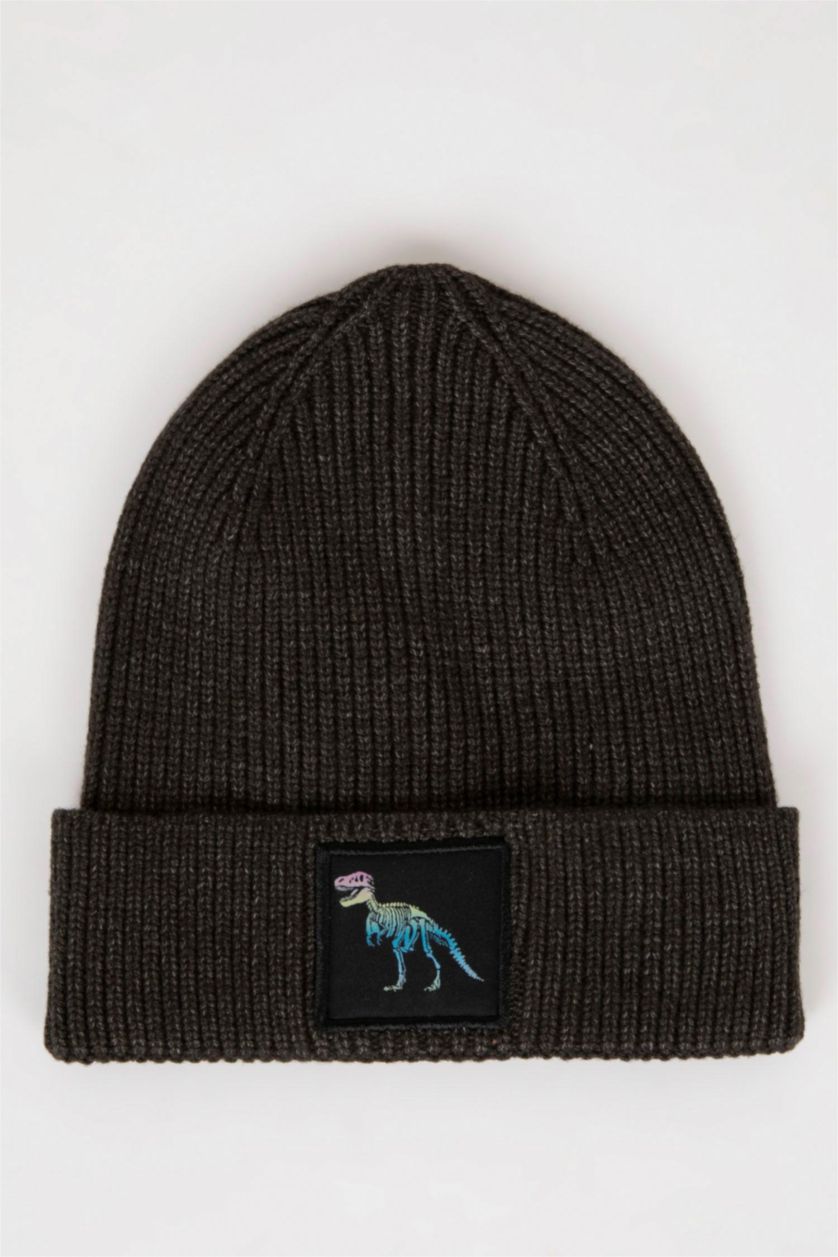 Erkek Çocuk - Genç Erkek Antrasit Erkek Çocuk Baskılı Triko Bere