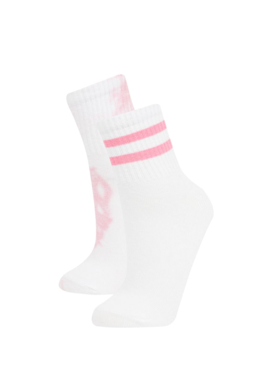 Woman Pink Woman 2 Piece Cotton Socks