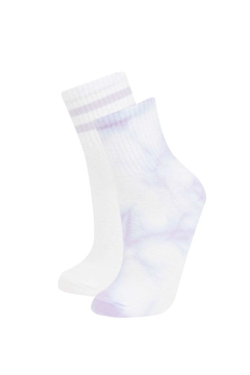 Women Light Lilac 2 piece Cotton Short Socks