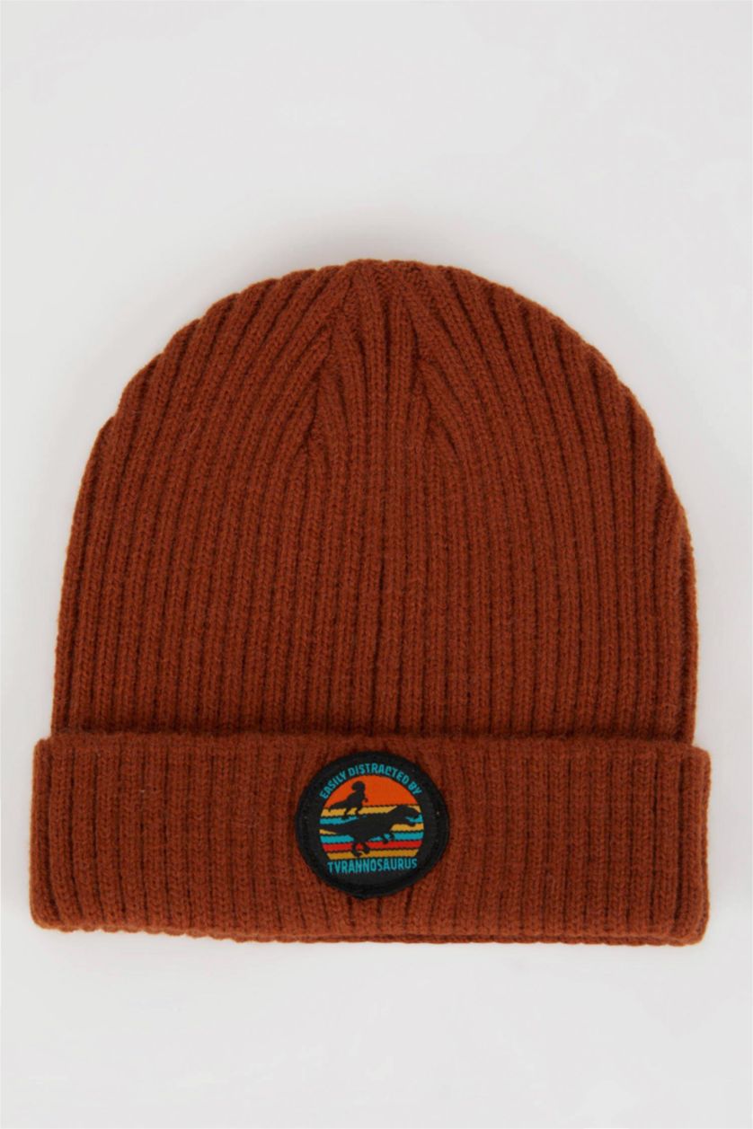 BOYS & TEENS Light Brown Boy Ribbed Knitted Beanie