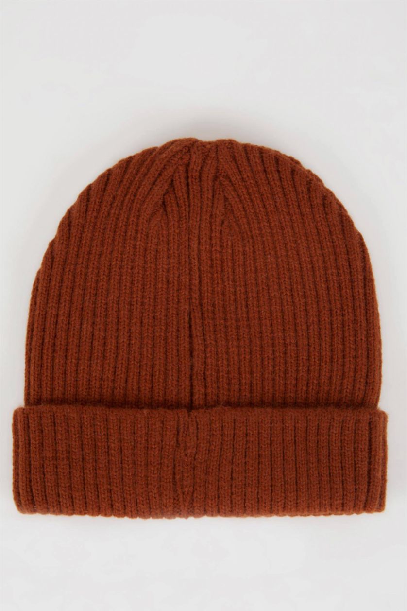 BOYS & TEENS Light Brown Boy Ribbed Knitted Beanie