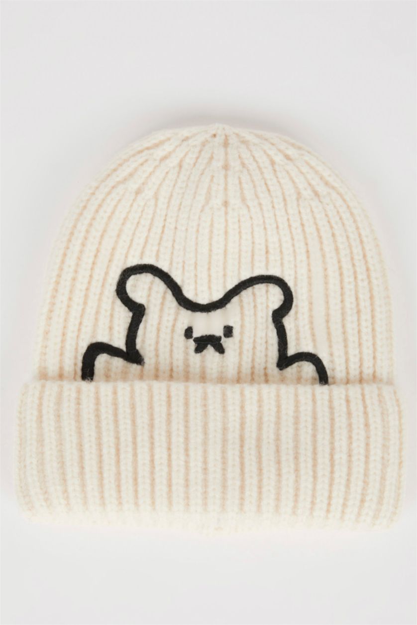 Baby Boys Ecru Baby Boy Embroidered Beanie