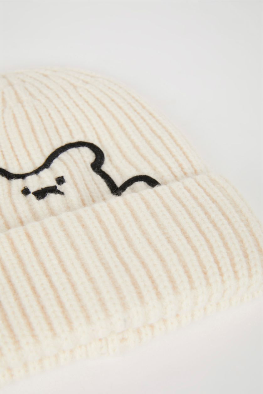 Baby Boys Ecru Baby Boy Embroidered Beanie