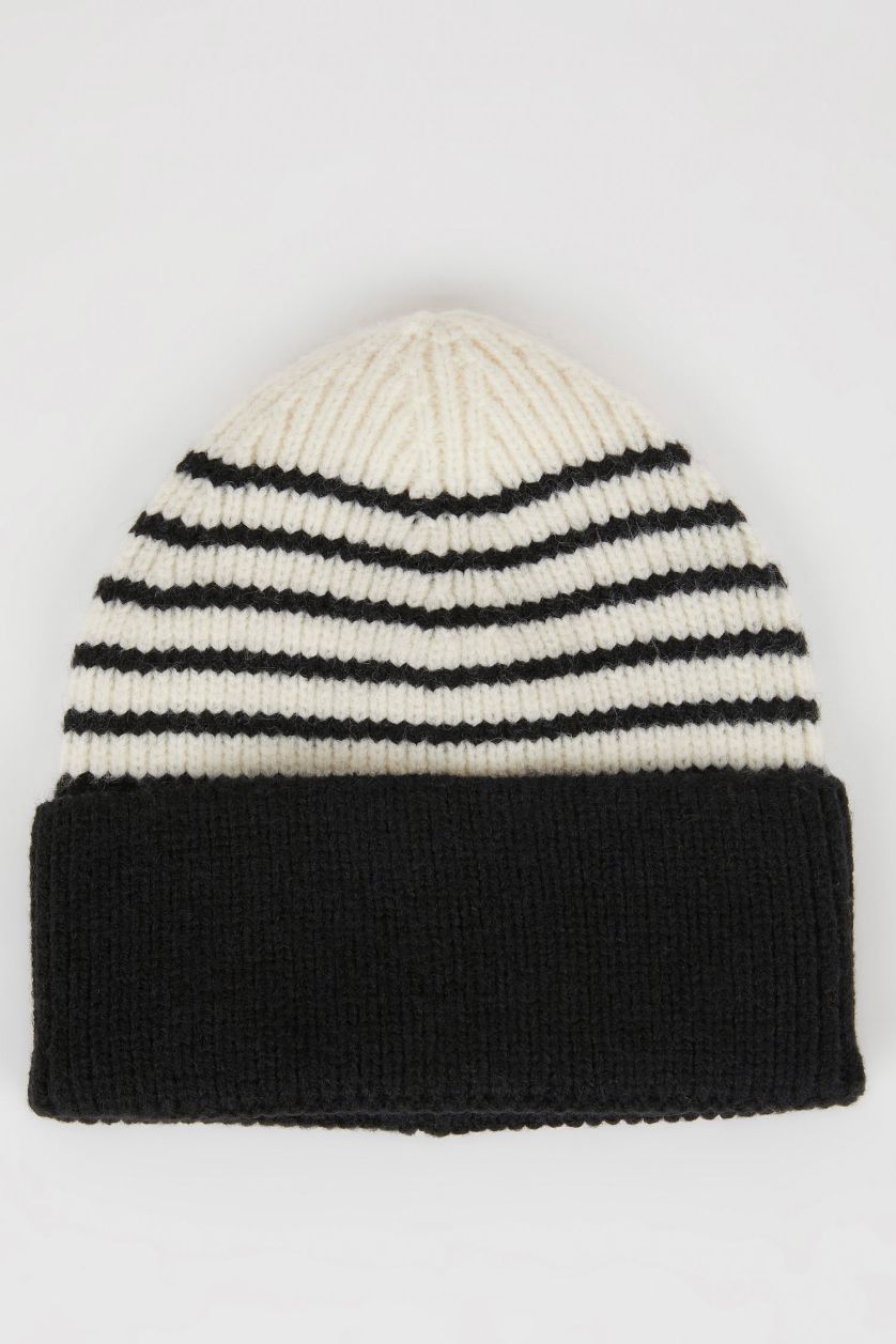 Baby Boy Black Baby Boy Striped Polar Fleece Beanie