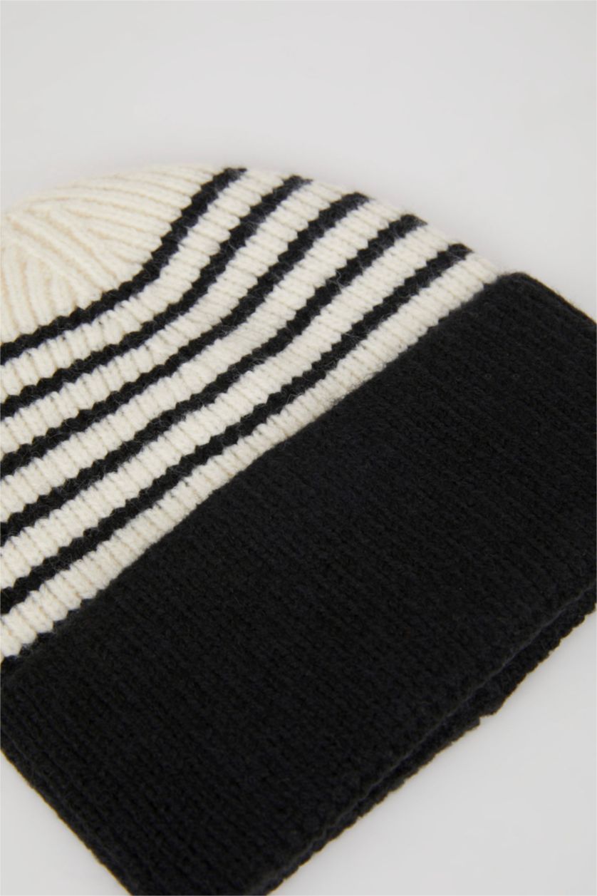 Baby Boy Black Baby Boy Striped Polar Fleece Beanie