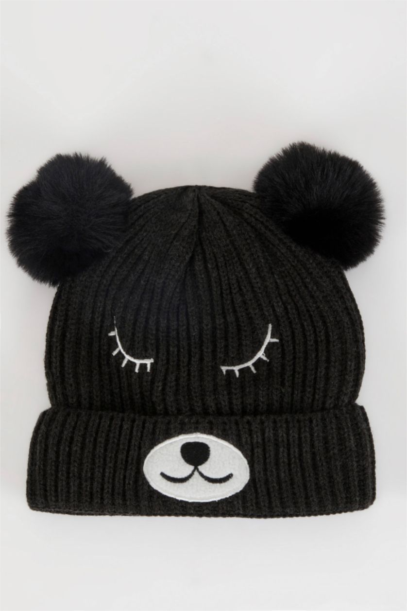 BABY BOY Anthracite Baby Boy Embroidered Polar Fleece Beanie