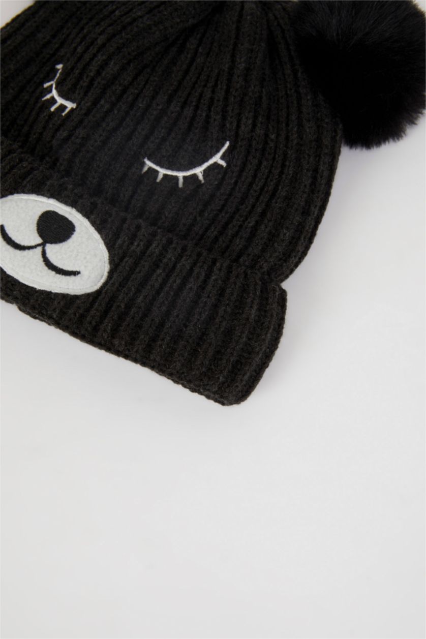 BABY BOY Anthracite Baby Boy Embroidered Polar Fleece Beanie