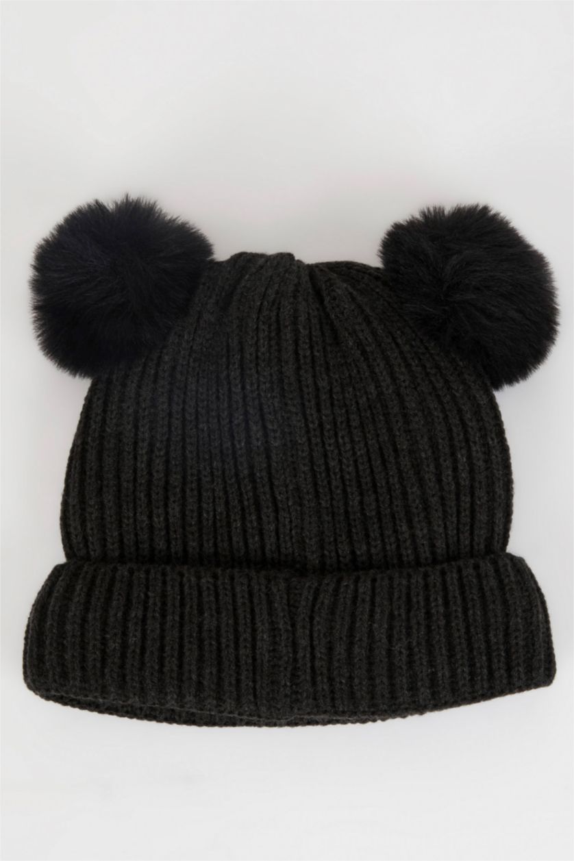 BABY BOY Anthracite Baby Boy Embroidered Polar Fleece Beanie