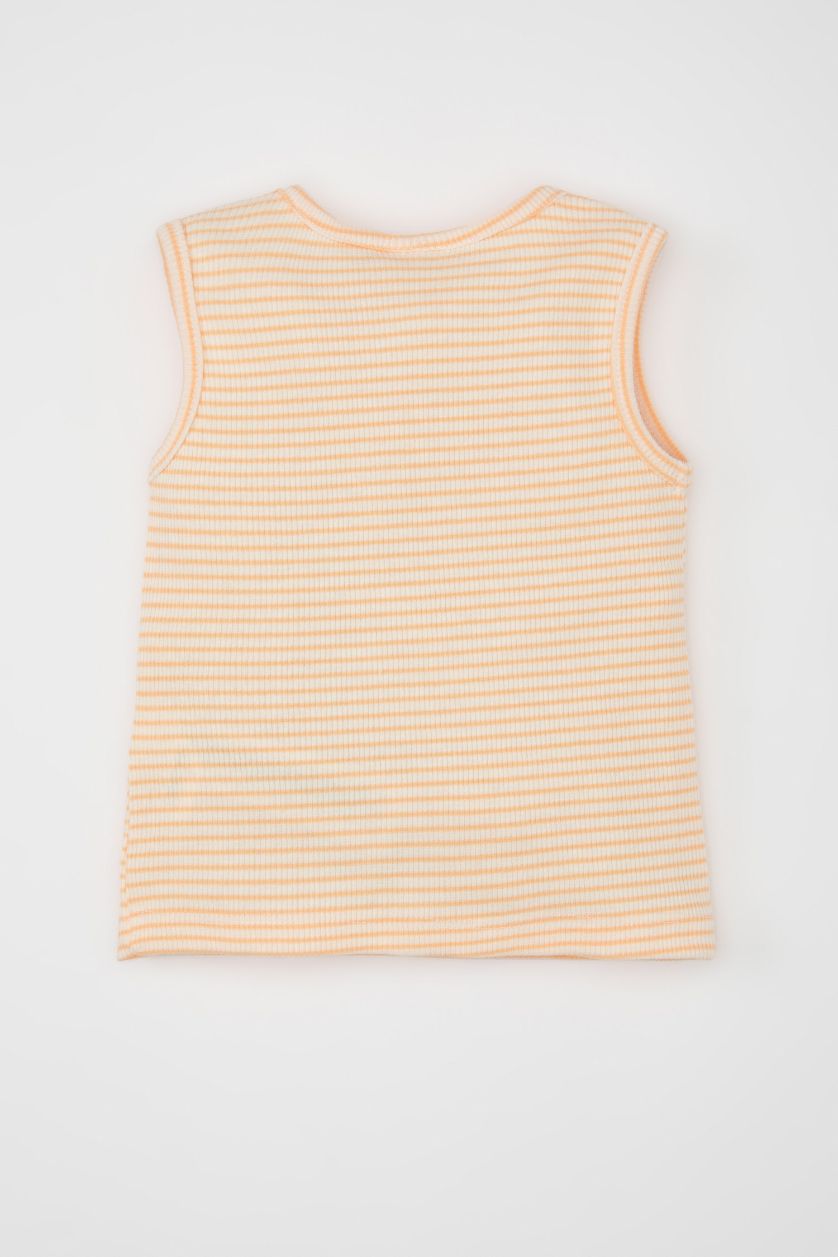 BÉBÉ FILLE Orange Débardeur Rayé Col Rond pour Bébé Fille