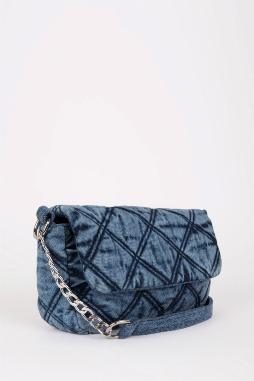 حريمي أزرق غامق شنطة كروس حريمي جلد صناعي ذو مظهر جينز