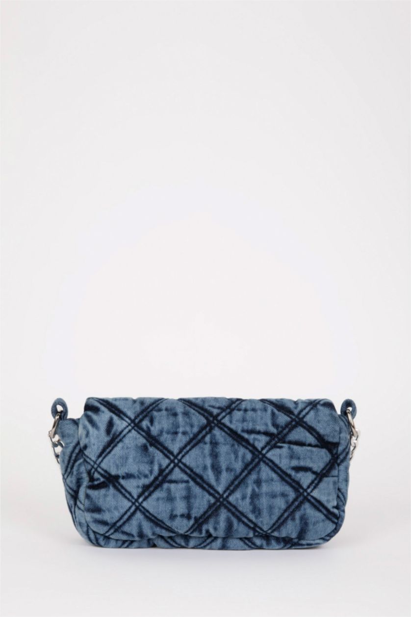 حريمي أزرق غامق شنطة كروس حريمي جلد صناعي ذو مظهر جينز