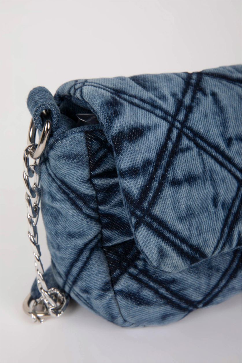 حريمي أزرق غامق شنطة كروس حريمي جلد صناعي ذو مظهر جينز