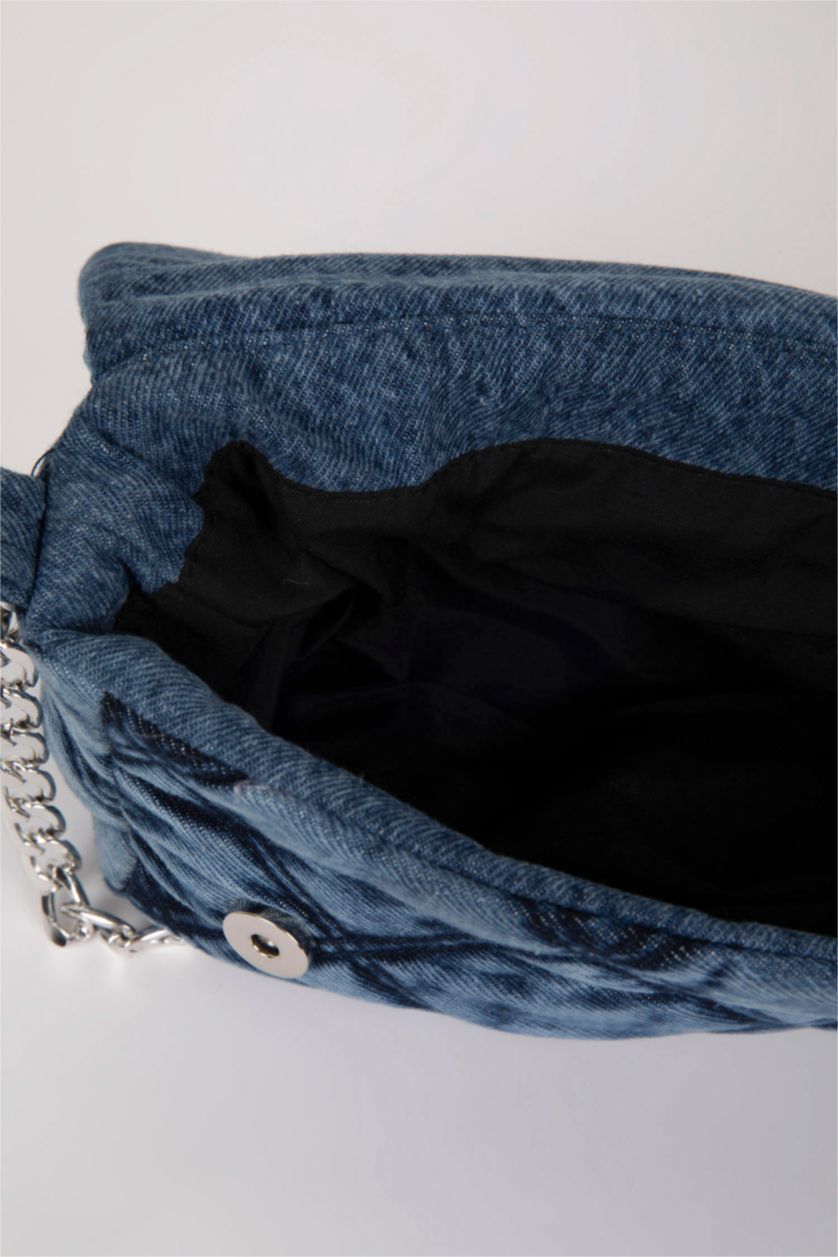 حريمي أزرق غامق شنطة كروس حريمي جلد صناعي ذو مظهر جينز