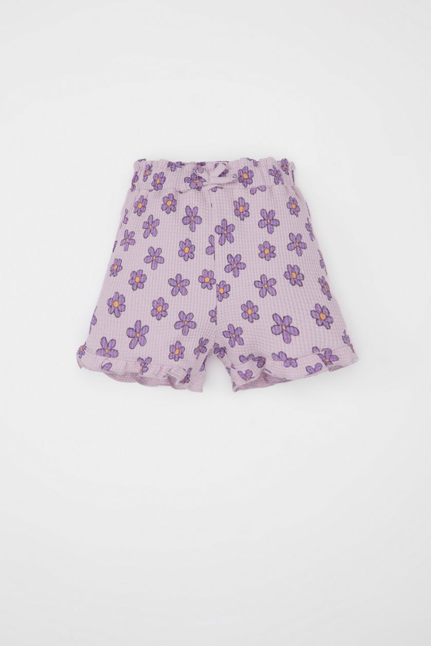 طفلة صغيرة أرجواني سيت بناتي فلورال وافل بياخة مستديرة - قطعتين