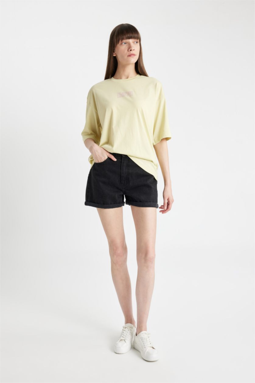 WOMAN Light Yellow Oversize Fit Short Sleeve T-Shirt