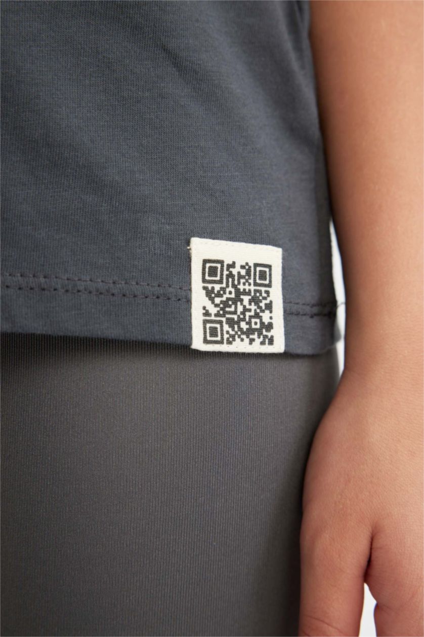 GIRLS & TEENS Anthracite Girl Relax Fit Crew Neck Printed Short Sleeve T-Shirt