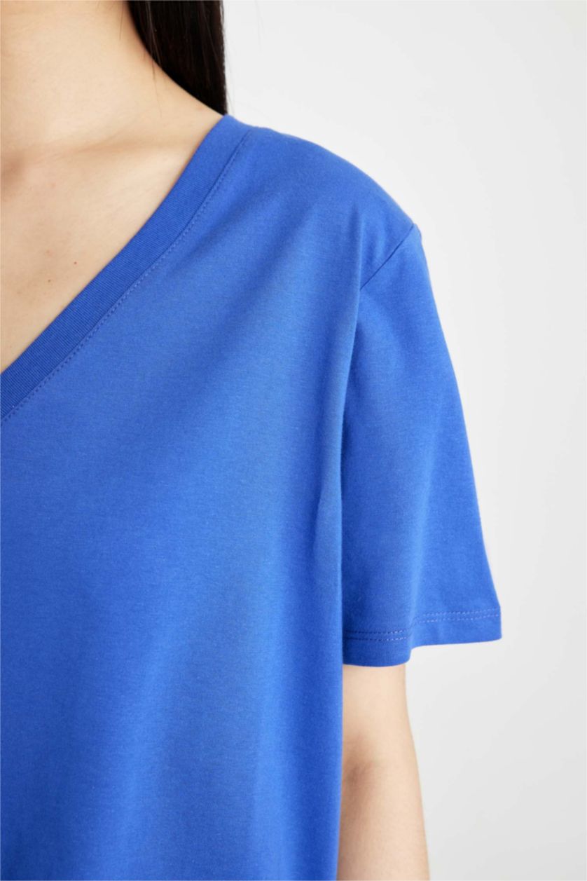 نساء أزرق فاقع Regular Fit Short Sleeve T-Shirt