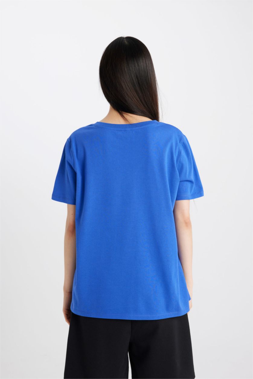 نساء أزرق فاقع Regular Fit Short Sleeve T-Shirt