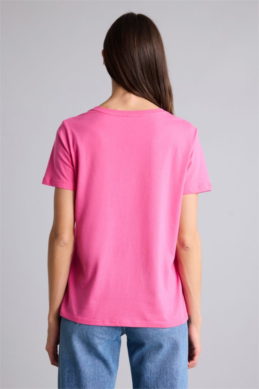 WOMAN Pink Regular Fit Short Sleeve T-Shirt