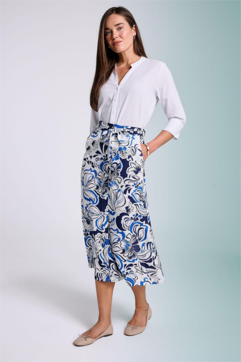 FEMME Bleu Jupe Midi A-Line à Motifs