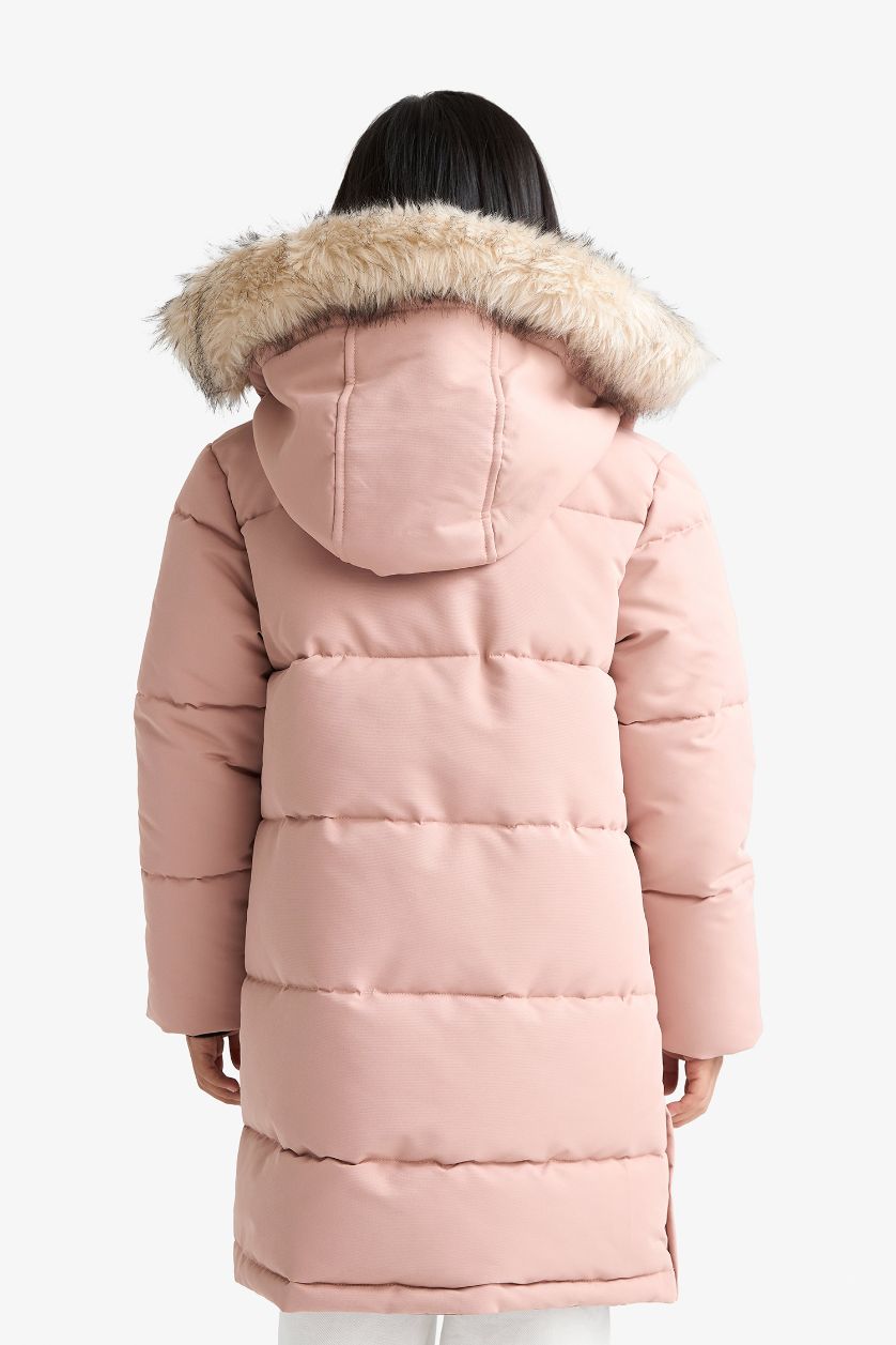 Kız Çocuk - Genç Kız Gülkurusu Kapüşonlu Fermuarlı Parka Kız Çocuk