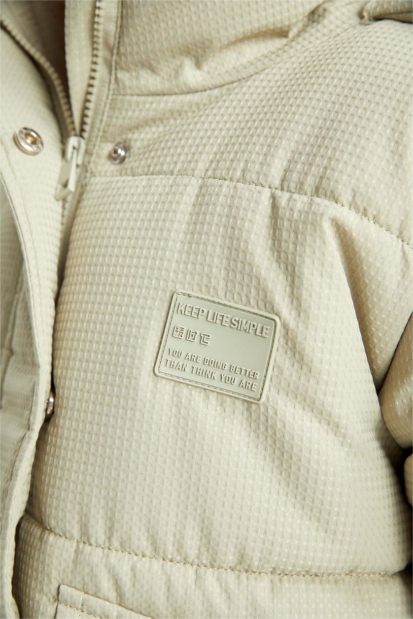 Kız Çocuk - Genç Kız Haki Kız Çocuk Su Geçirmez Şişme Mont Kapüşonlu Rüzgar Geçirmez Ribana Kollu Cepli