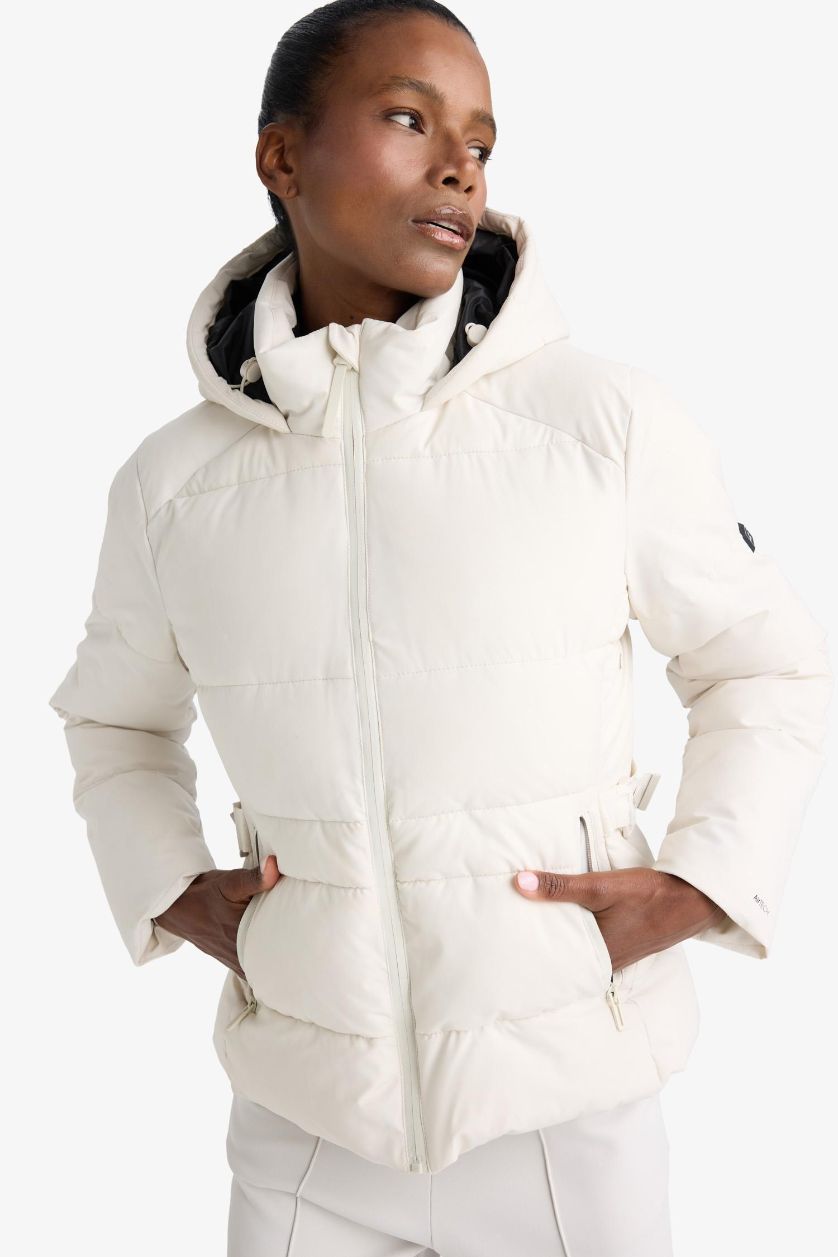 Kadın Taş Warmtech Su İtici USB Isıtıcılı Kapüşonlu Fermuarlı Mont