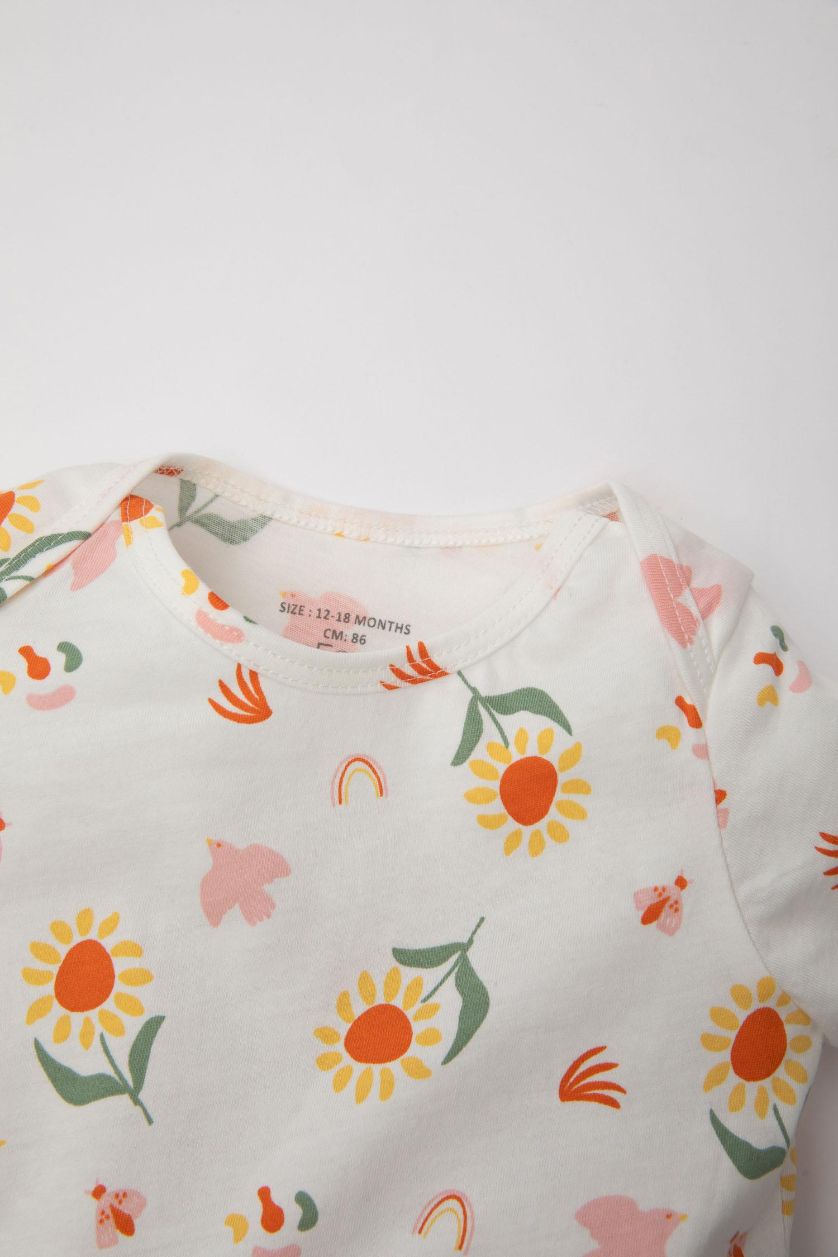 Baby Girl Ecru Baby Girl Newborn Floral Cotton Jumpsuit