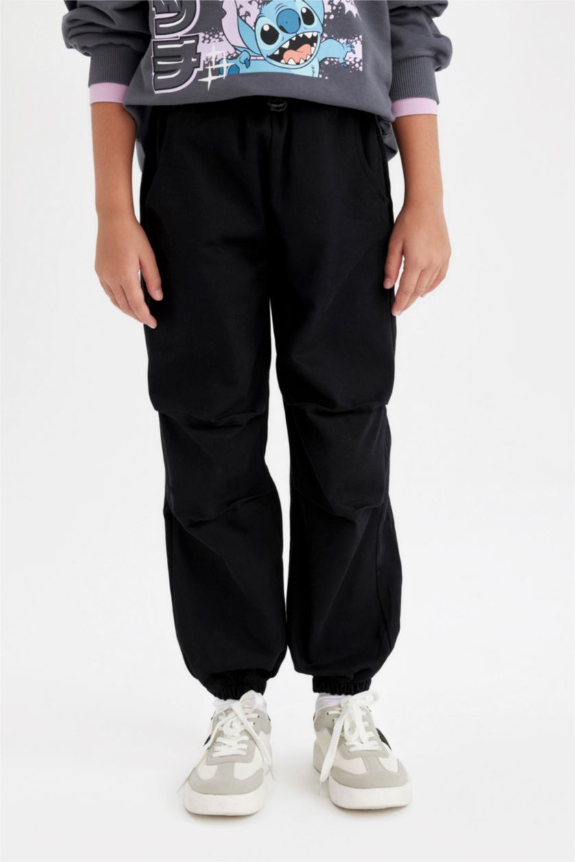 GIRLS & TEENS Black Girl Parachute Cotton Trousers