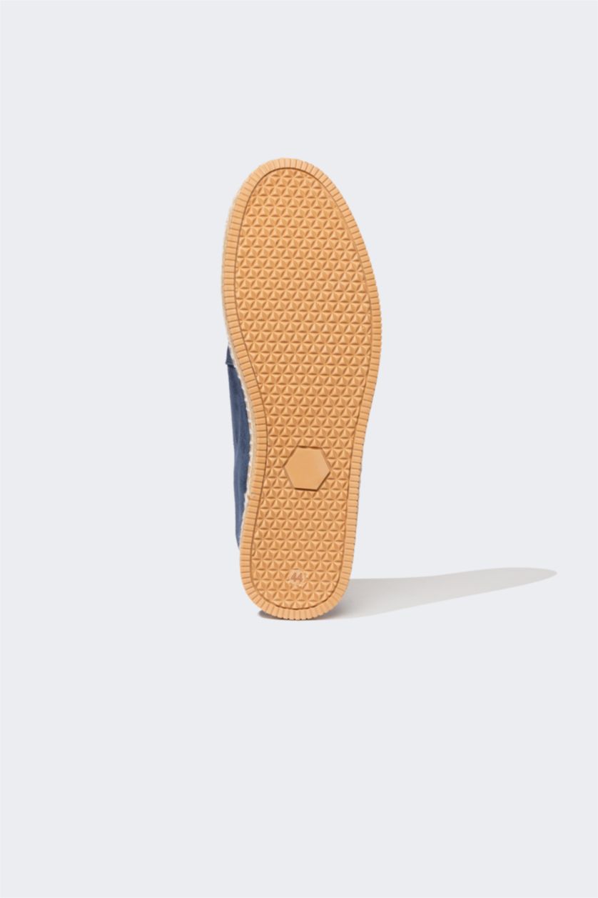 Erkek Açık Mavi Erkek Düz Taban Deri Süet Espadril