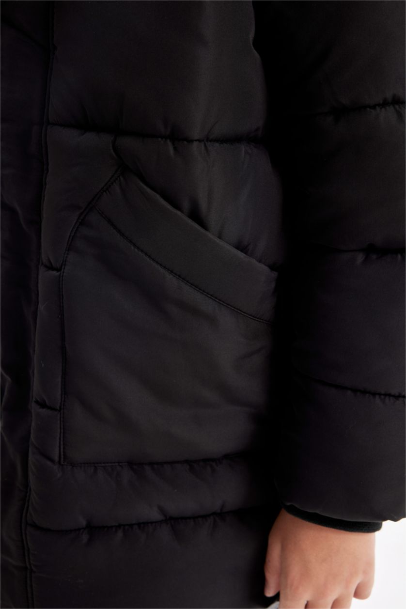 Young Boys - Teen Boys Black Boy Waterproof Hooded Long Jacket