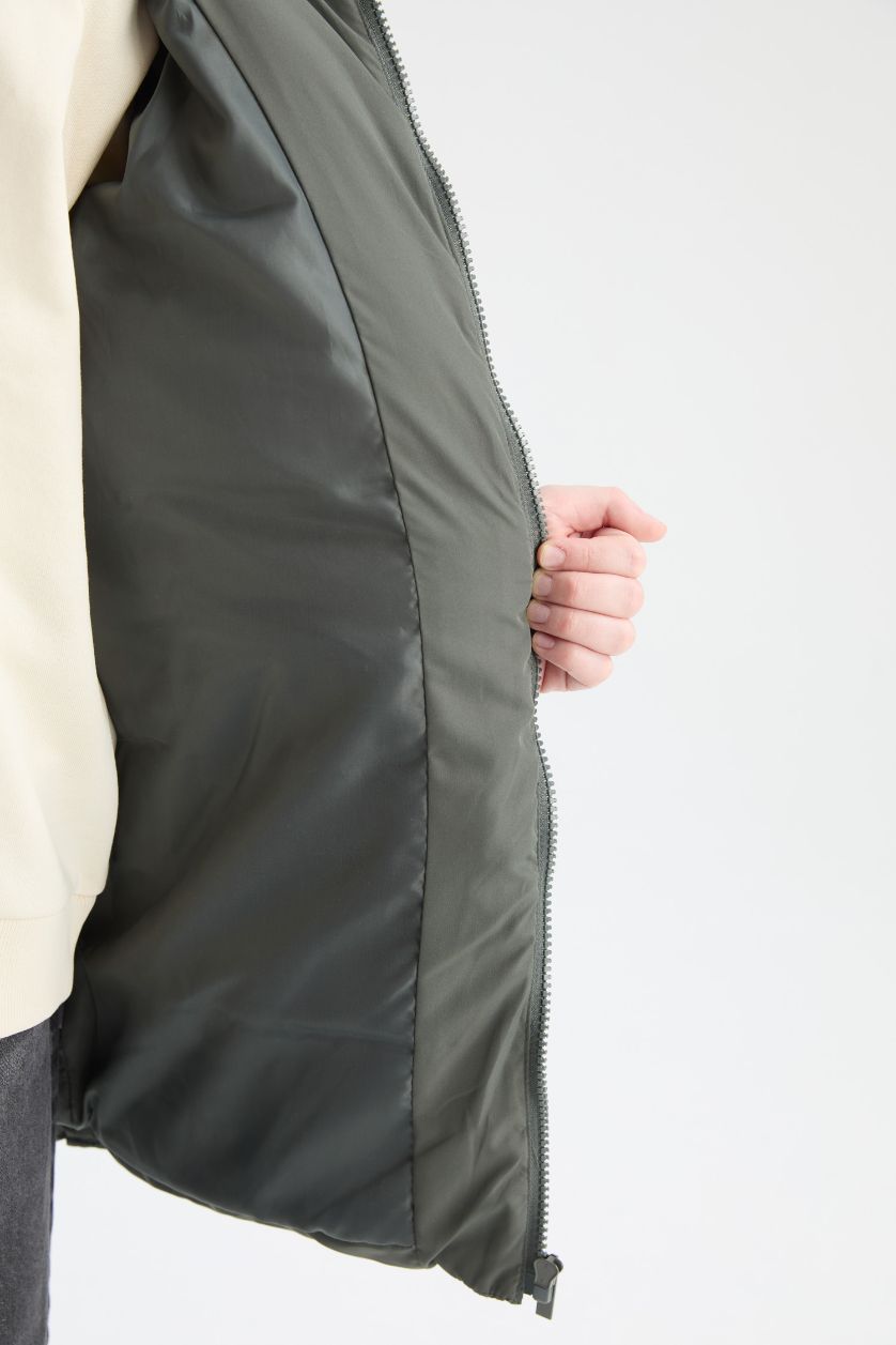 BOYS & TEENS Khaki Boy Hooded Zippered Waterproof Puffer Jacket