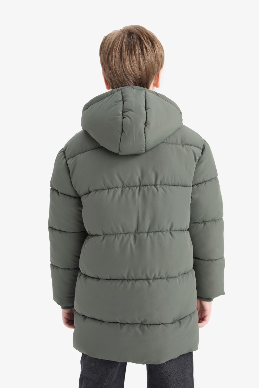 BOYS & TEENS Khaki Boy Hooded Zippered Waterproof Puffer Jacket