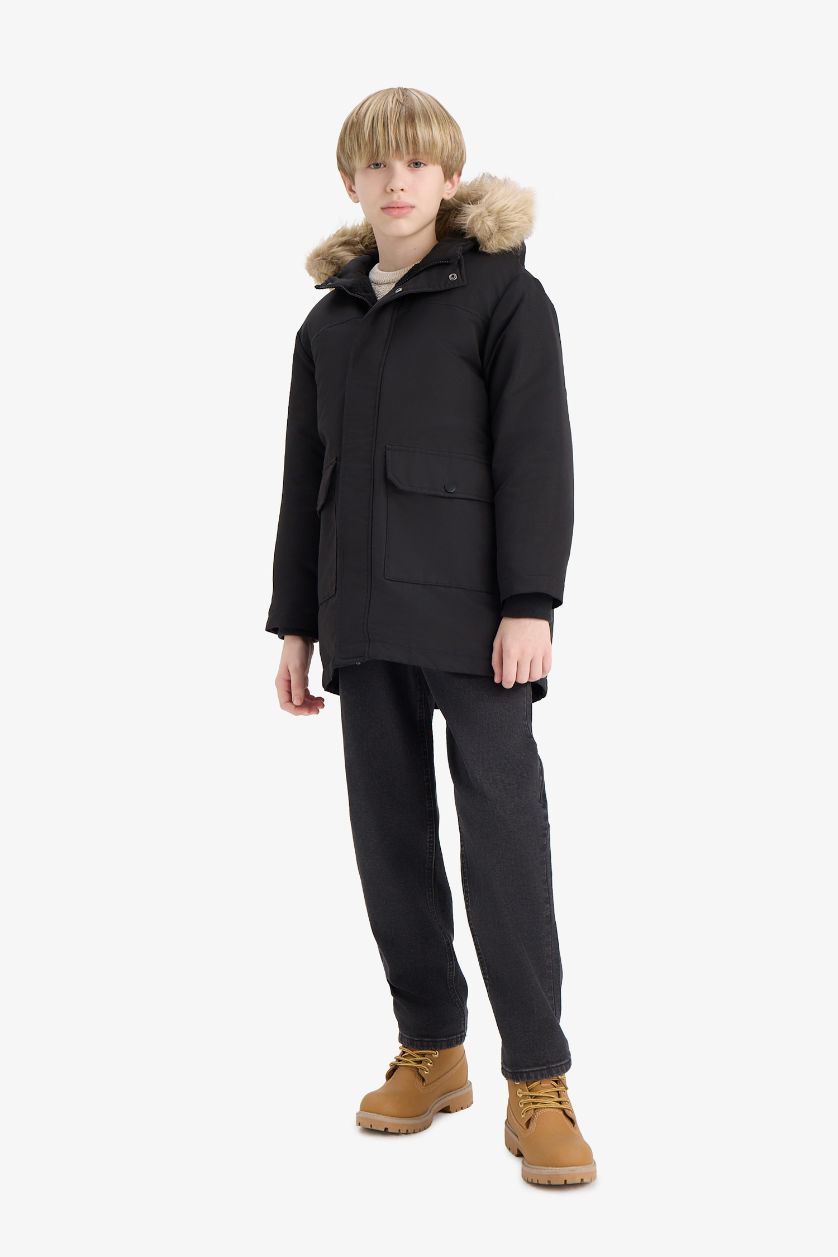 Ұлдар Және Жасөспірімдер қара Ұлдарға бас киімді шерпа Пальто