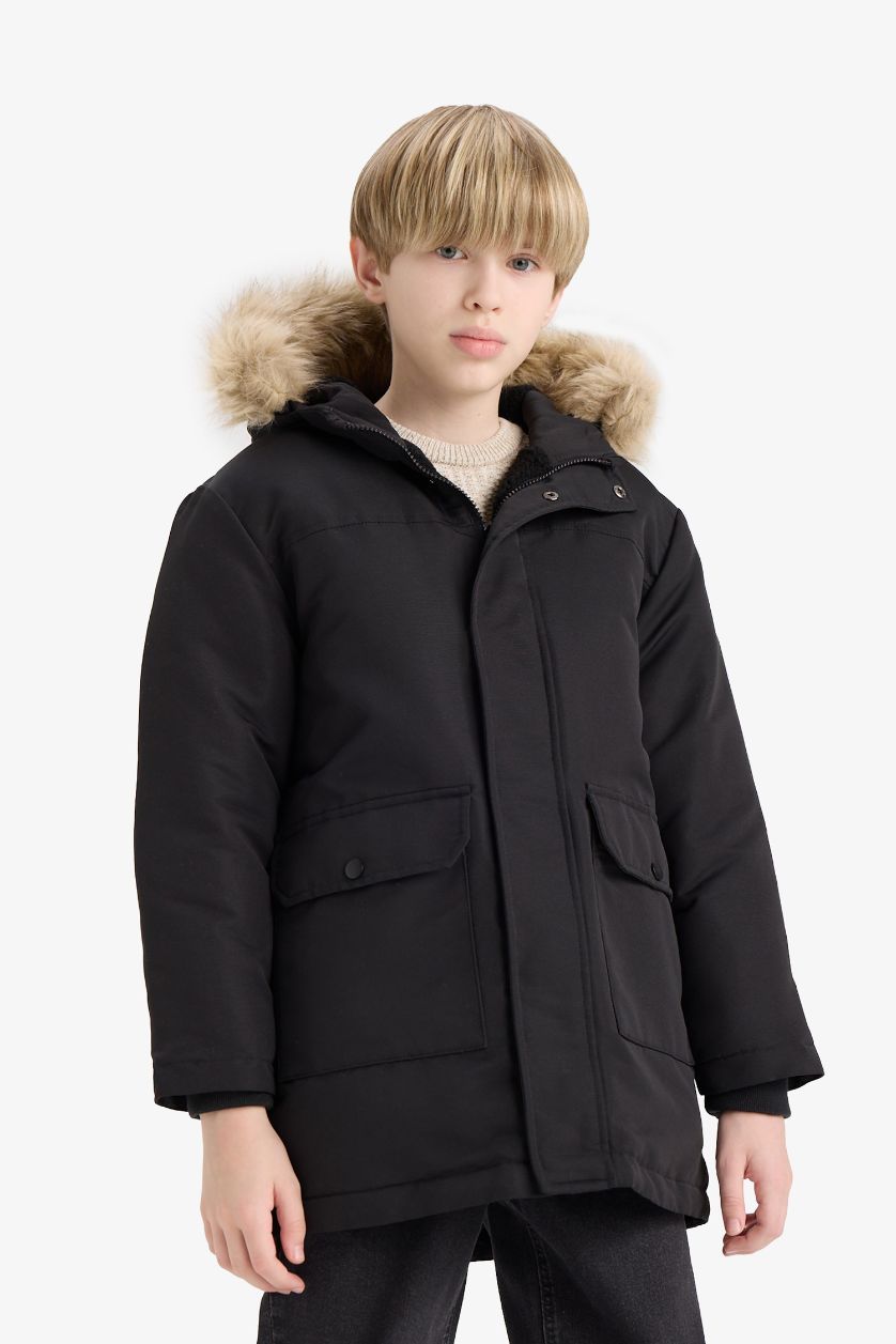 Ұлдар Және Жасөспірімдер қара Ұлдарға бас киімді шерпа Пальто