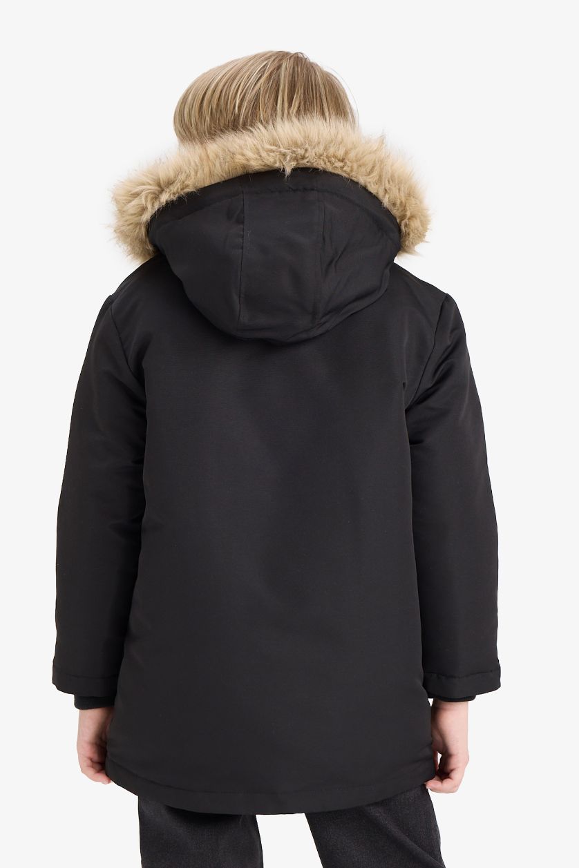 Ұлдар Және Жасөспірімдер қара Ұлдарға бас киімді шерпа Пальто