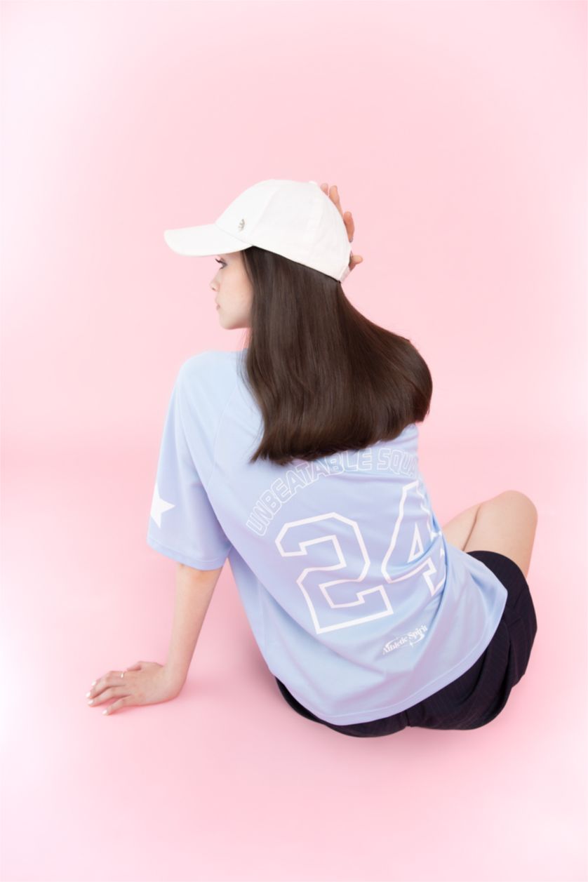 Women Light Blue Oversize Fit Short Sleeve T-Shirt