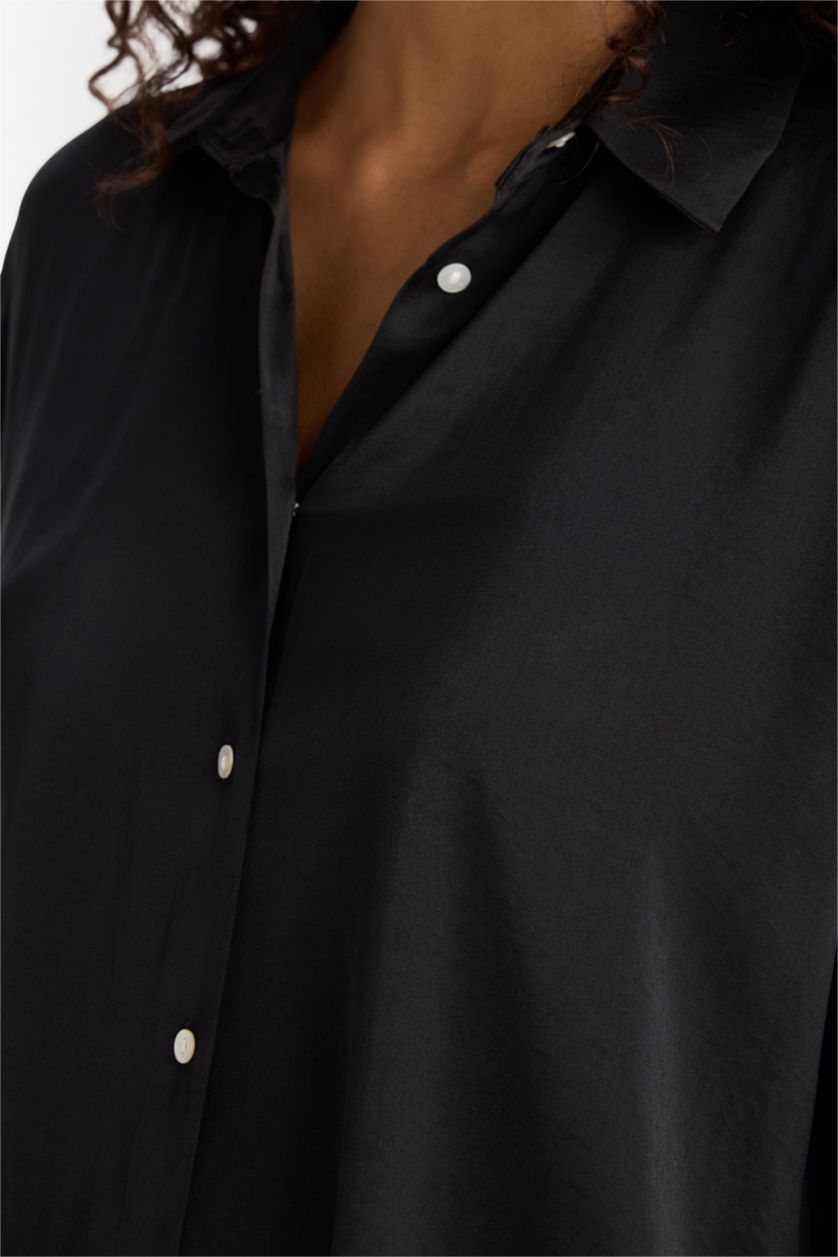 Әйелдерге қара қалыпты пішім Ұзын жеңді көйлек