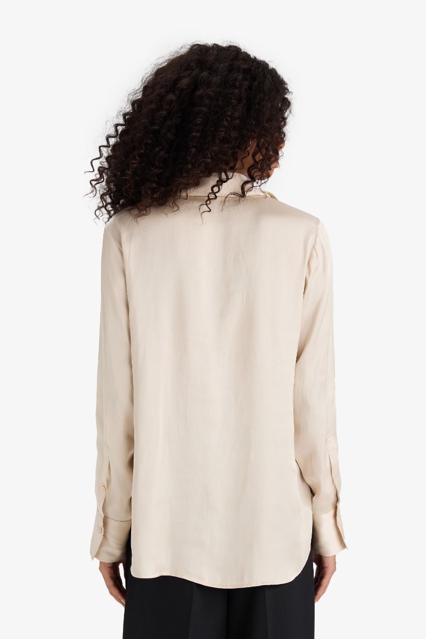 حريمي بيج قميص ستان كم طويل مطبوع اوفر سايز