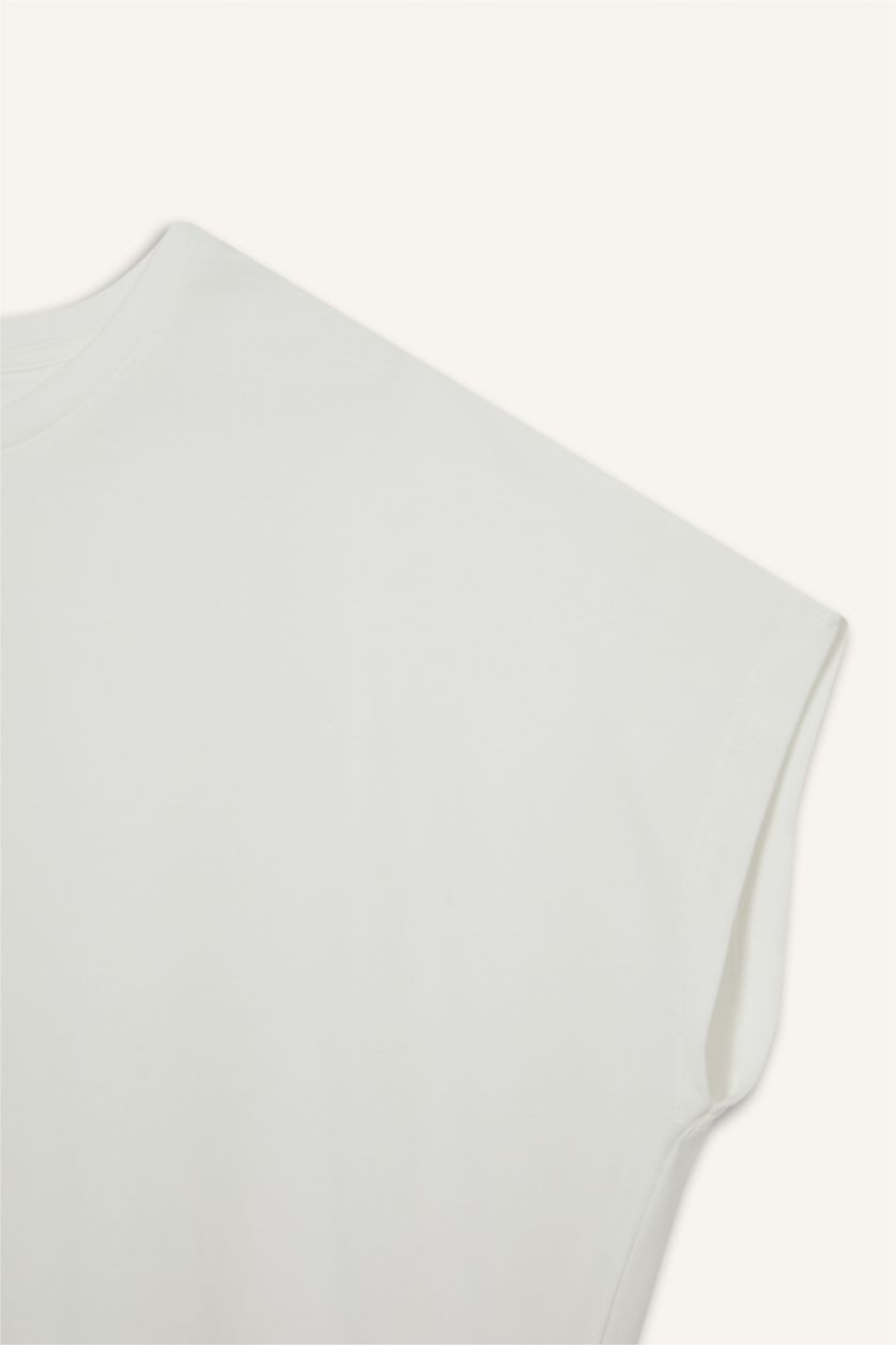 WOMAN Ecru Crew Neck modal Short Sleeve T-Shirt