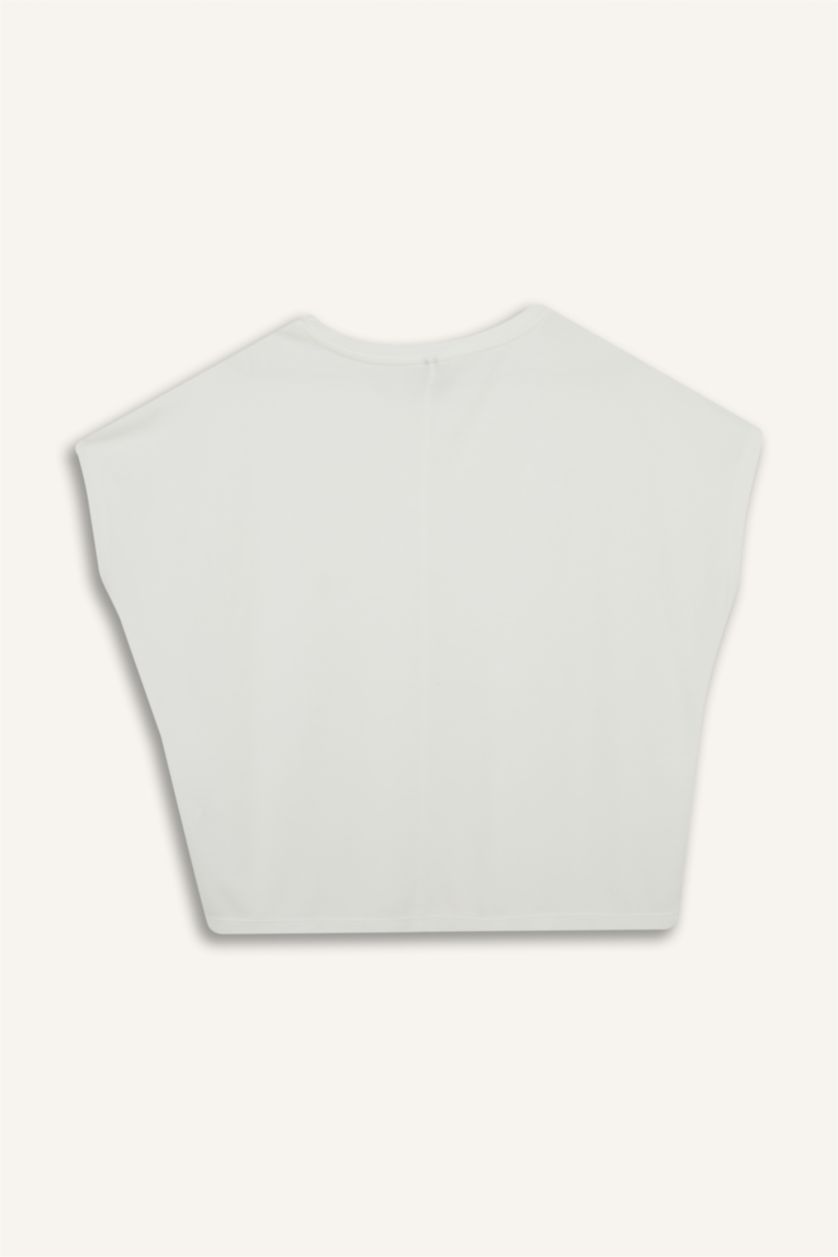 WOMAN Ecru Crew Neck modal Short Sleeve T-Shirt