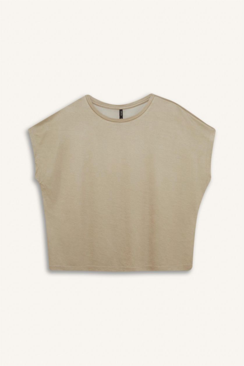 Woman Light Vison Crew Neck Basic Modal Short Sleeve T-Shirt