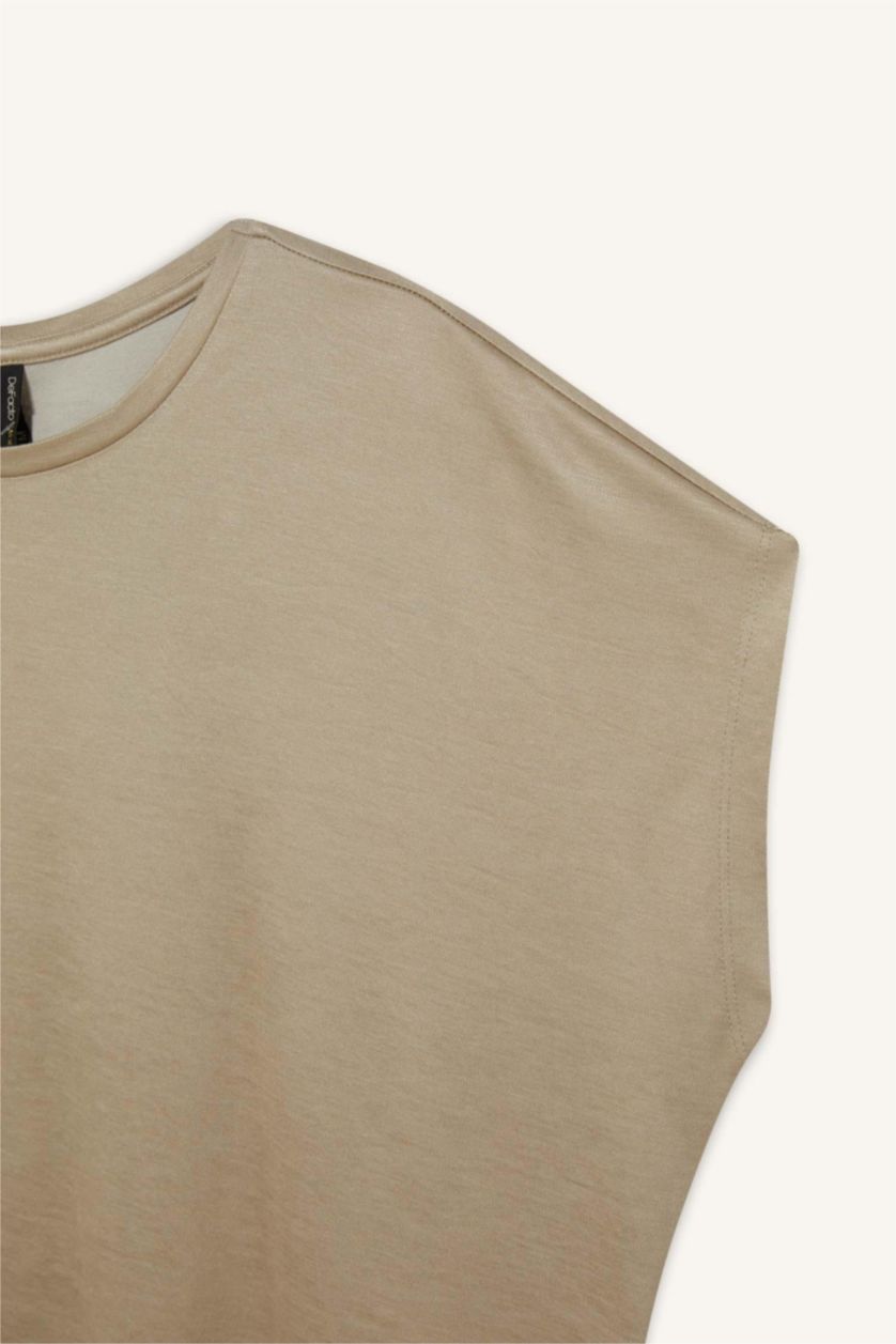 Woman Light Vison Crew Neck Basic Modal Short Sleeve T-Shirt