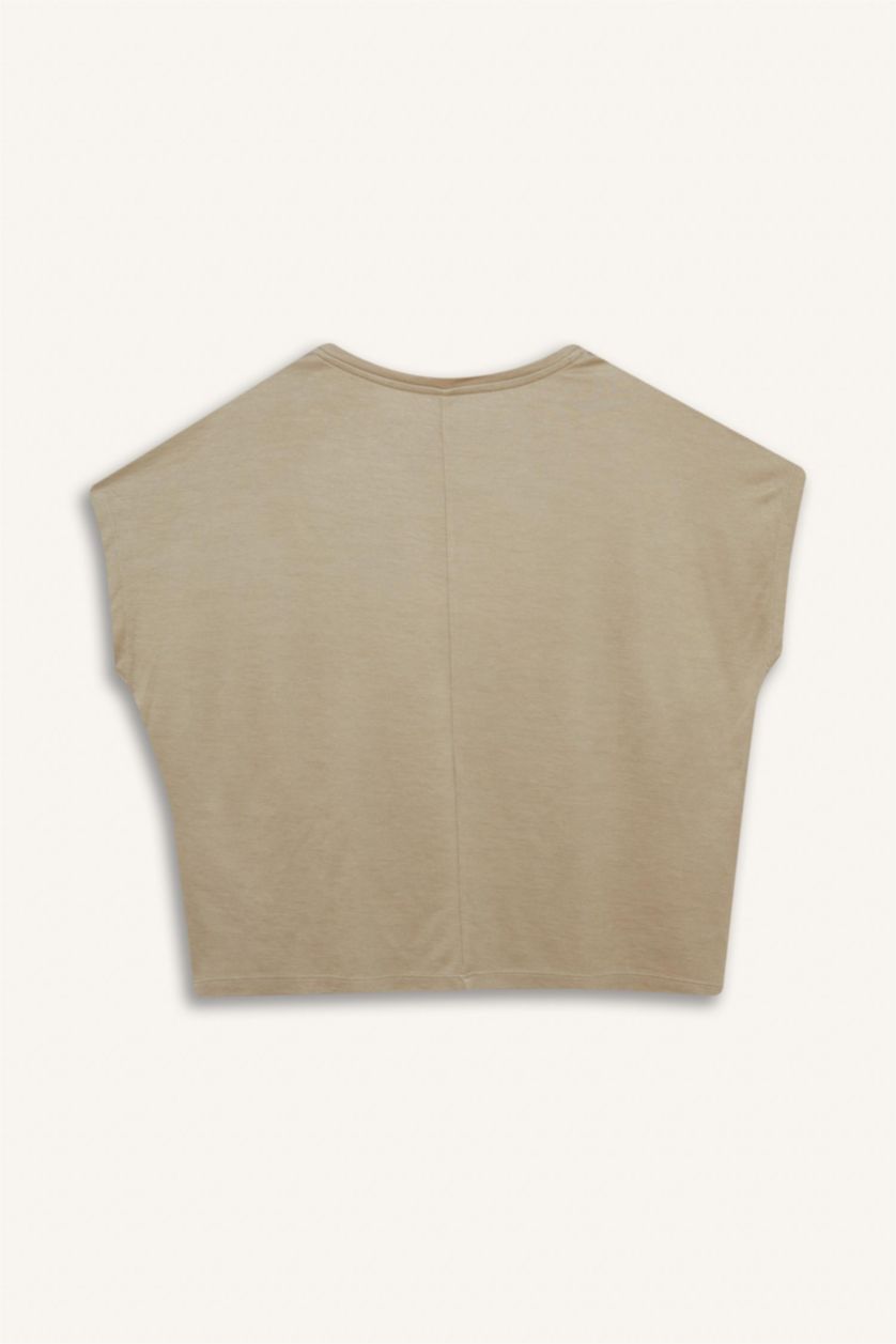 Woman Light Vison Crew Neck Basic Modal Short Sleeve T-Shirt