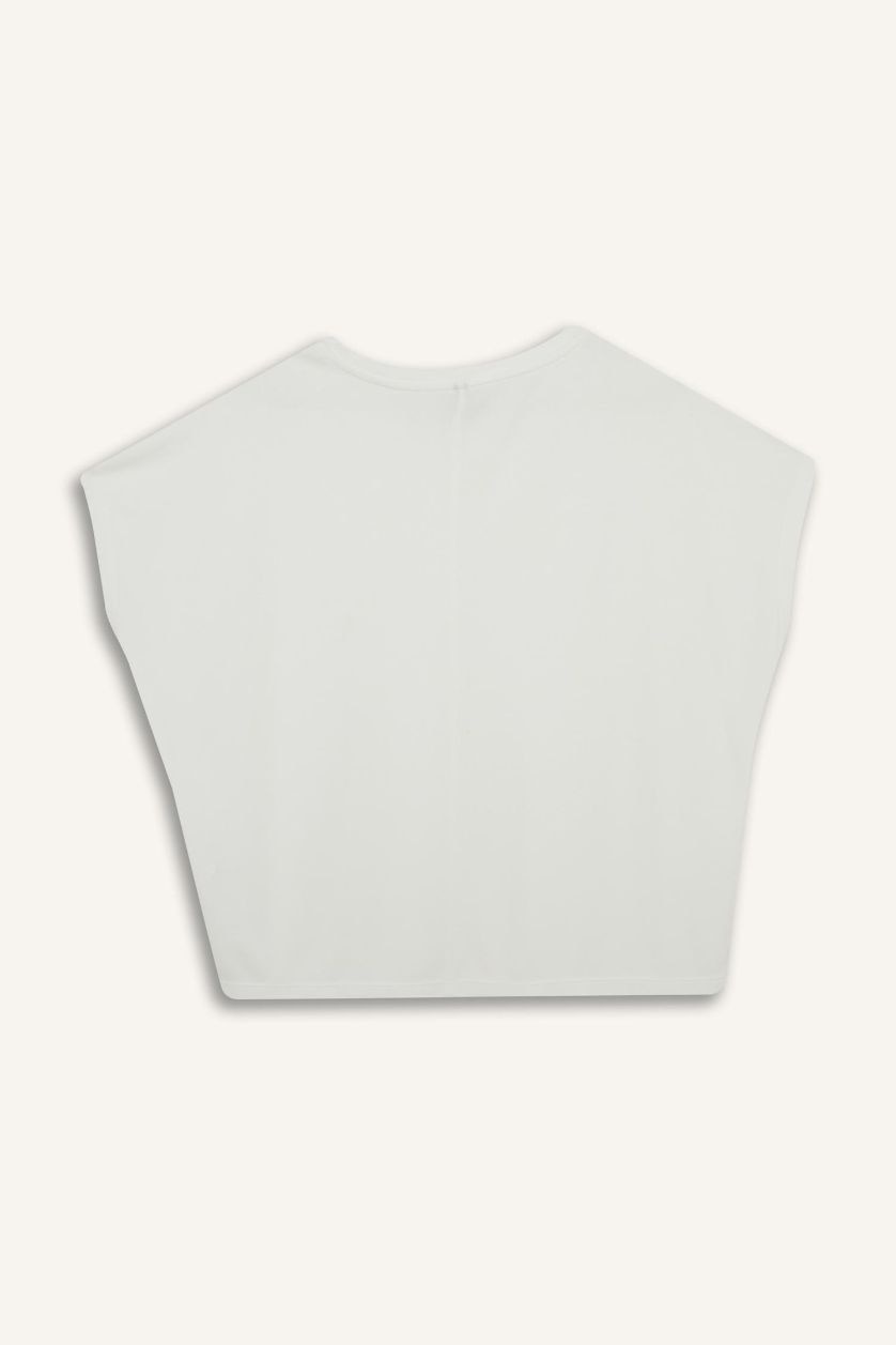 نساء بيج فاتح تيشيرت نص ردن سادة بيزك بياخة مستديرة