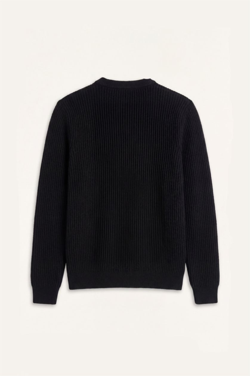 Men Black Standard Fit Knitwear Pullover