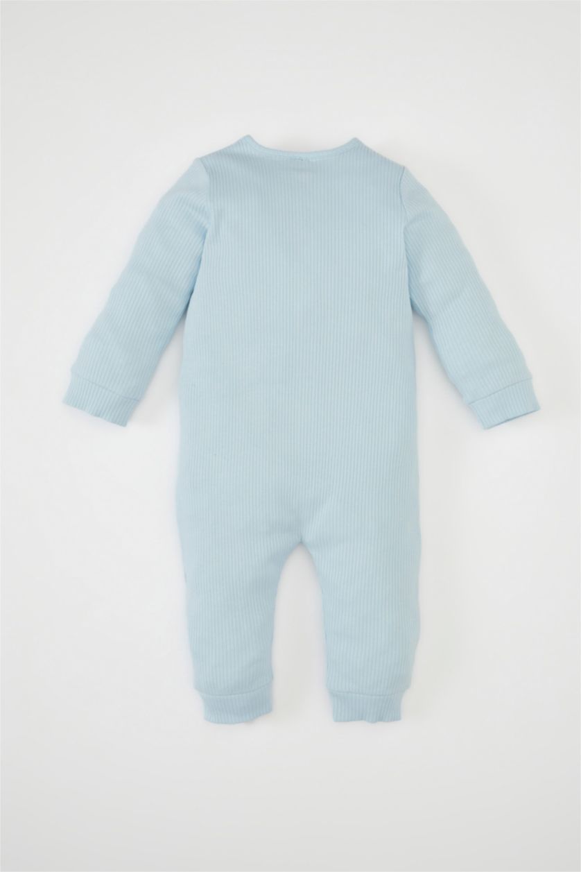 طفلة صغيرة أزرق فاتح جمبسوت بيبي اولادي حديثي الولادة مضلع بكم طويل